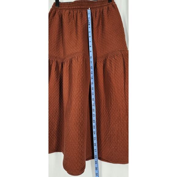 MADEWELL WOMEN'S DIAMOND JACQUARD DRAWSTRING MIDI SKIRT SIZE (XS) BURNT ORANGE - Picture 11 of 11